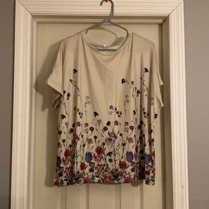 Tan floral blouse